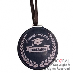 MEDALLA EGRESADOS PLATA PLASTICA 6 CM X 1